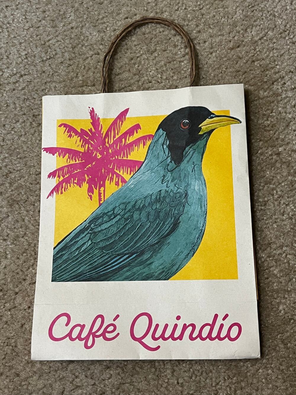 Cafe Quindio Colombian Coffee gift paper bag recycled materials Honeycreeper